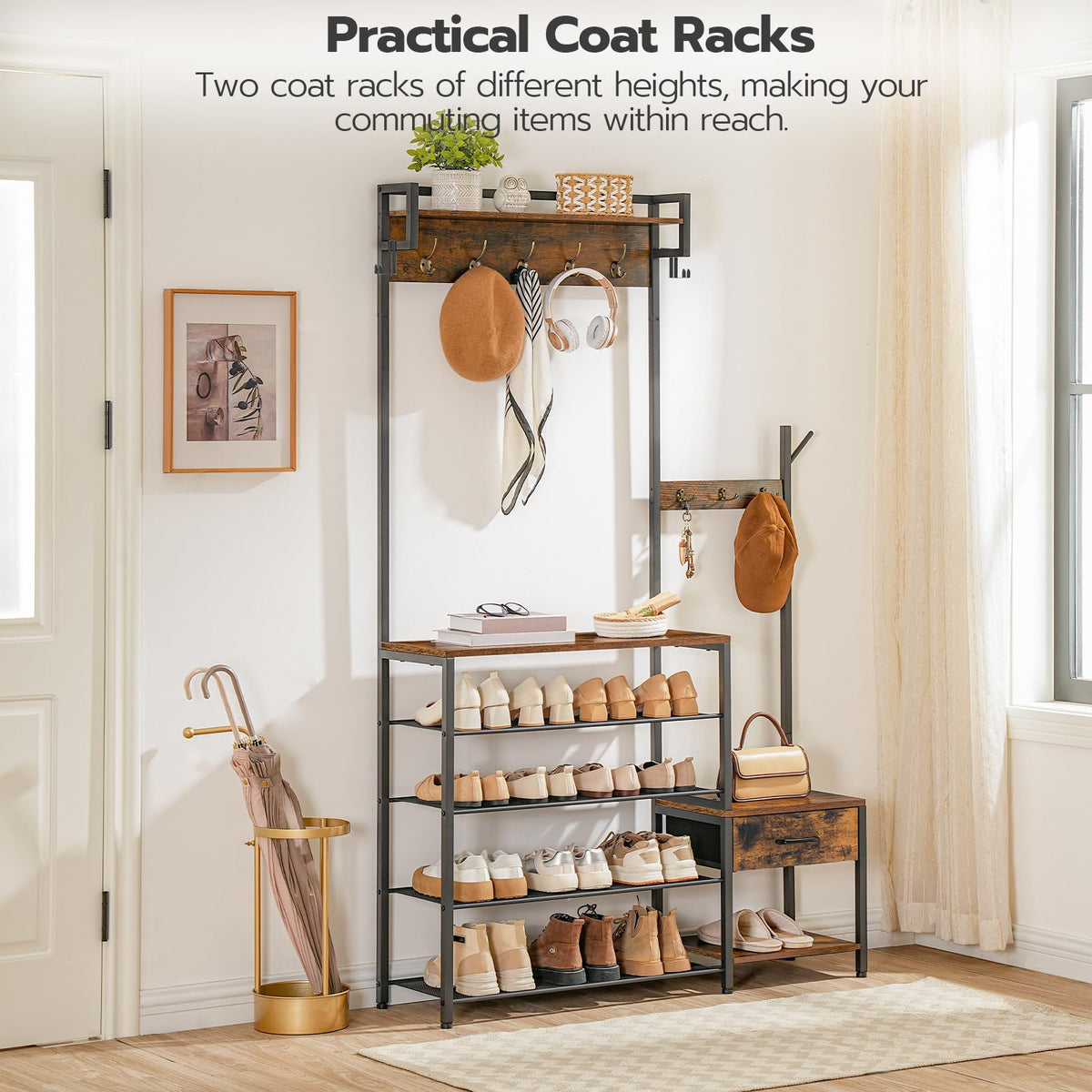 Hall Tree with Shoe Bench and Drawer