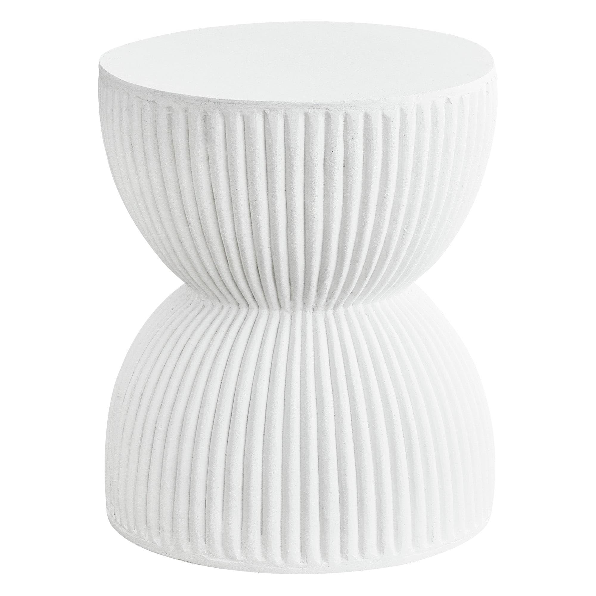 15" Round Hourglass Fiberstone Side Table