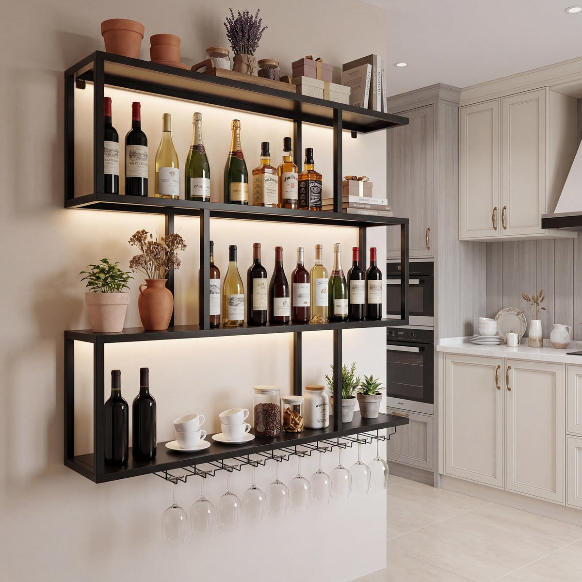 LED Wall-Mounted Wine Rack