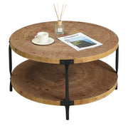 Round Two-Tier Wood Coffee Table