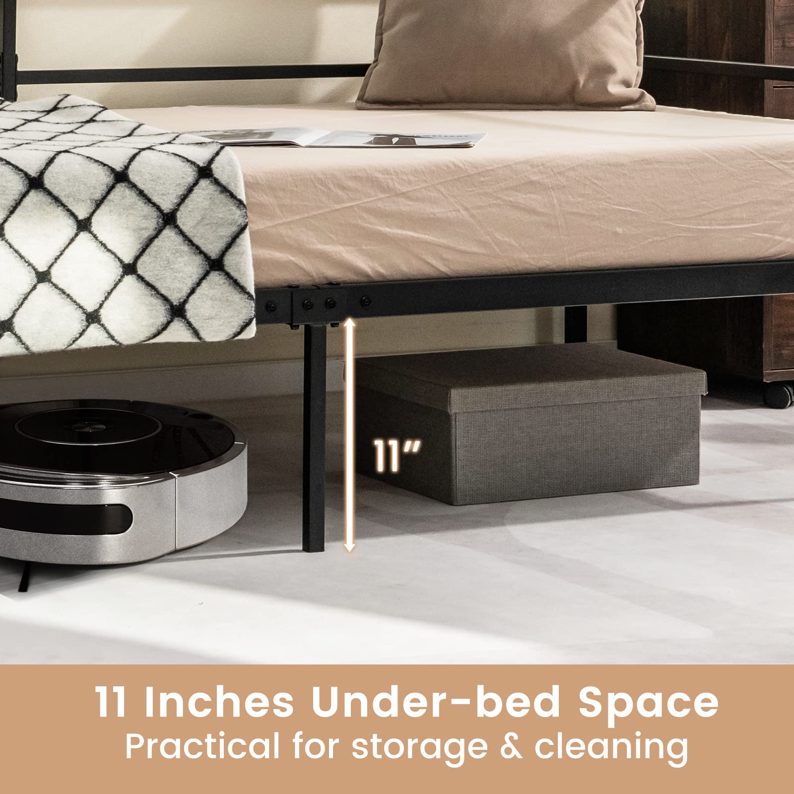 Giantex Metal Twin Daybed Frame, Day Bed with Metal Slat Support & 3-Sided Guardrails, 2-in-1 Space-Saving Sofa Bed for Living Room Guest Room, No Box Spring Needed, Black