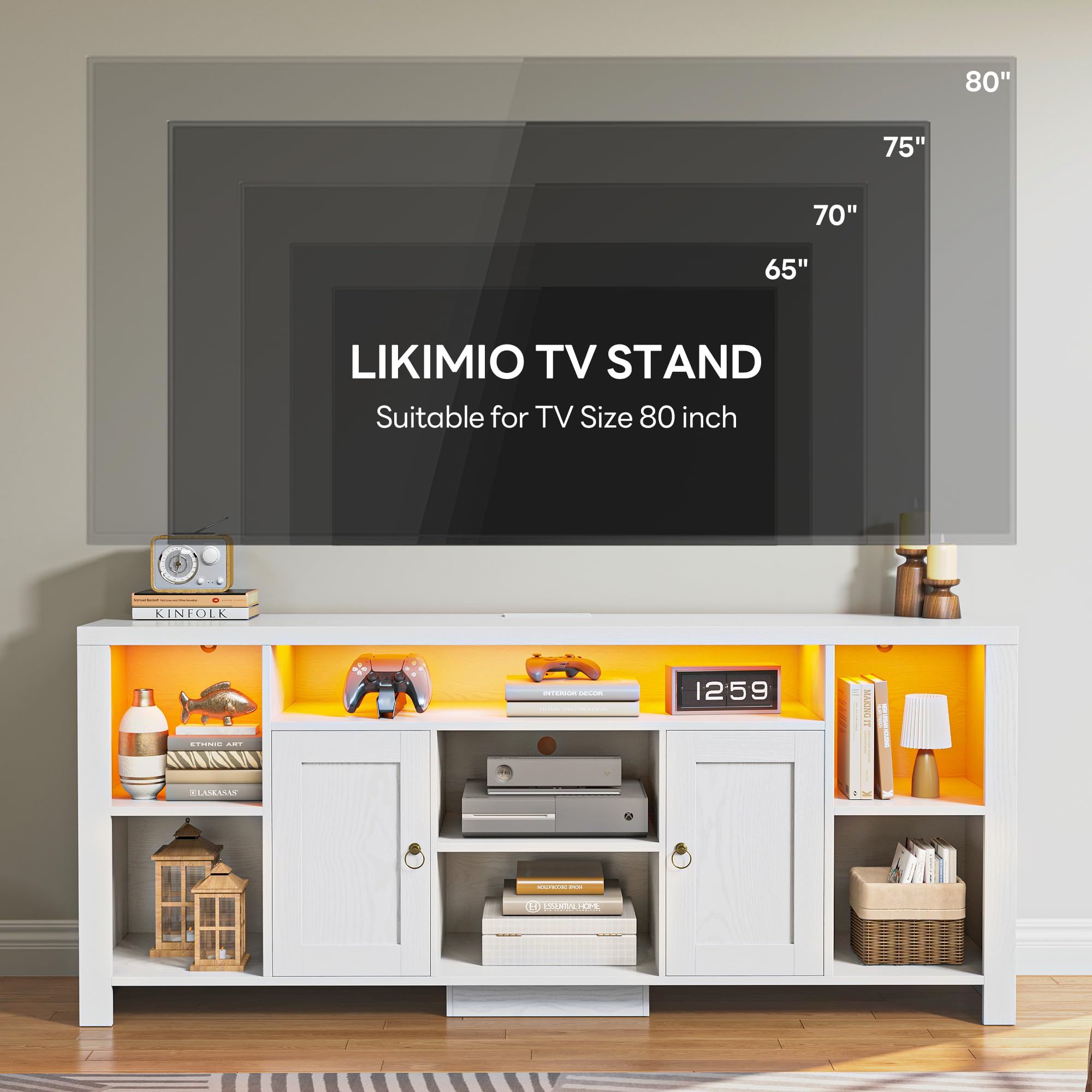 TV Stand with LED Lights & Power Outlet