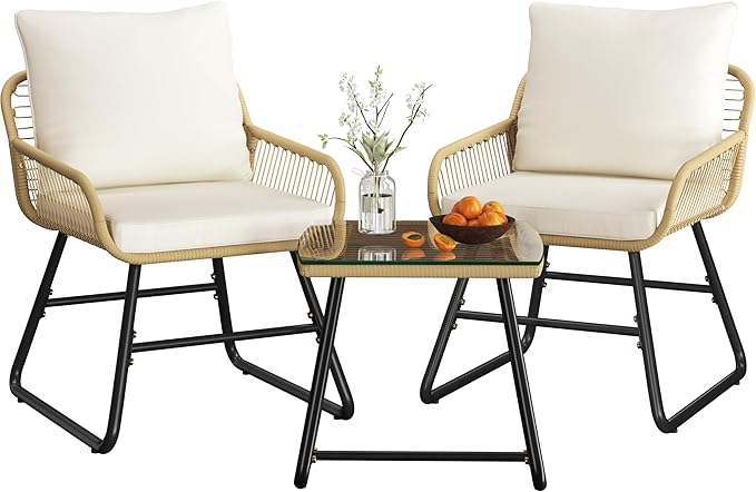 Wicker Patio Conversation Set with Cushions