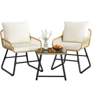 3-Piece Outdoor Wicker Bistro Set