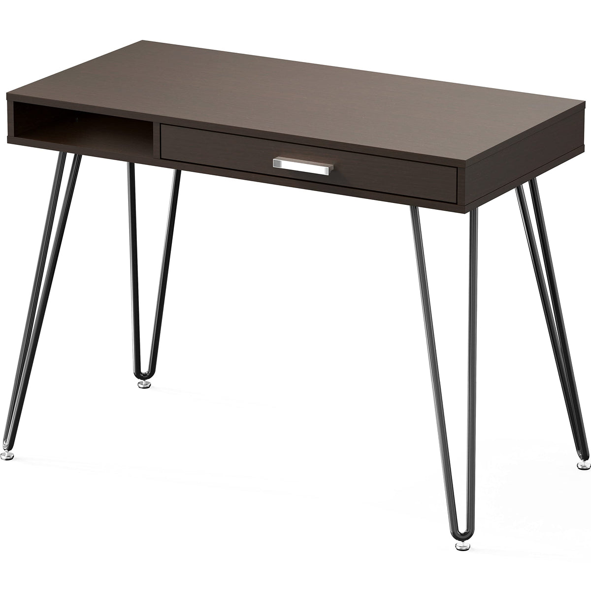 SHW Home Office Computer Hairpin Leg Desk with Drawer, Espresso