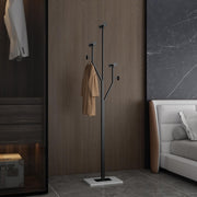 JIAYUEJU Freestanding Coat Rack Marble Base Coat Tree Heavy Duty(Black)