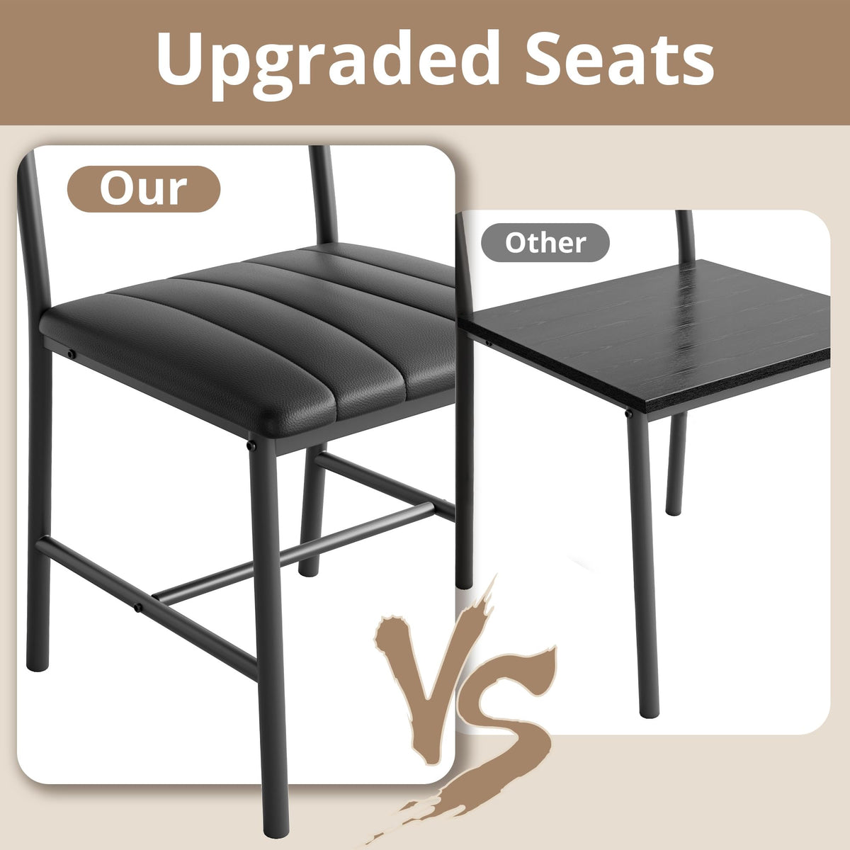 IRONCK Dining Table Set for 4, Kitchen Table and Chairs Set, Black