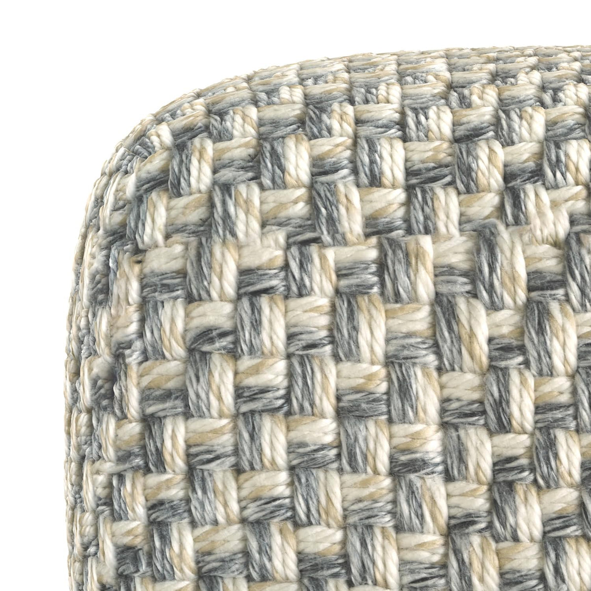 SIMPLIHOME Beatrix 18" Wide Square Pouf in Blue/Beige PET Polyester