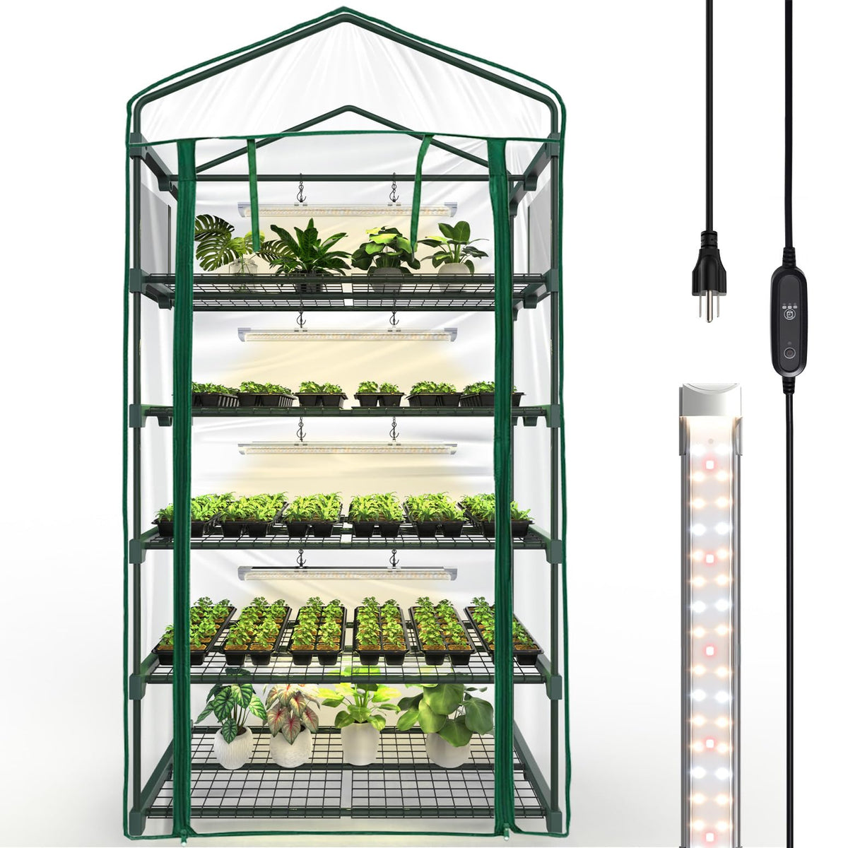 Bstrip Indoor Greenhouse with Grow Light, 5-Tier Large Greenhouse Cabinet