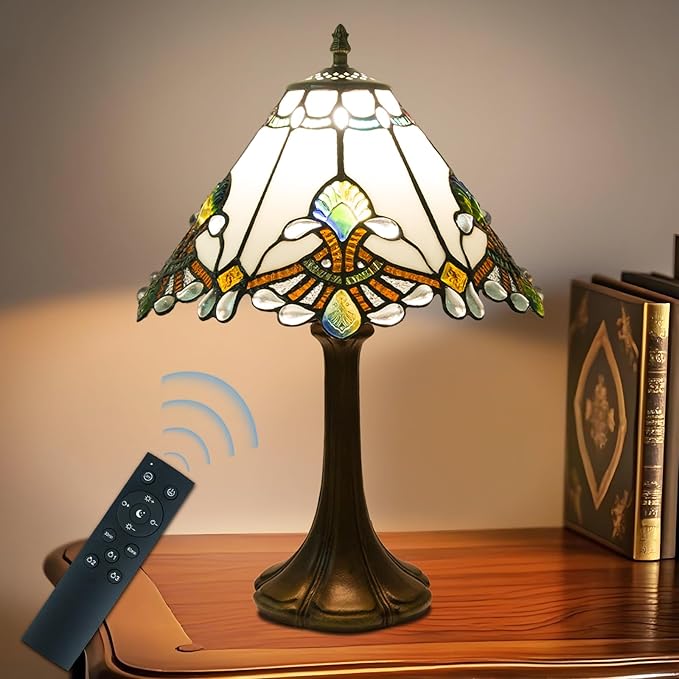 Tiffany Style Stained Glass Table Lamp with Remote Control