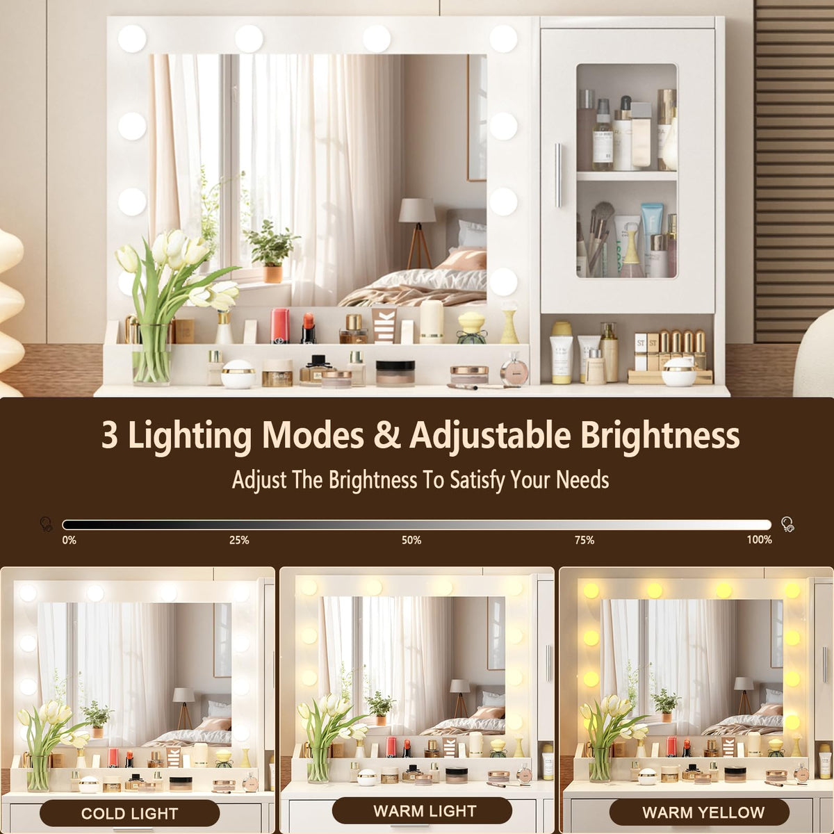 Lighted Makeup Vanity Set