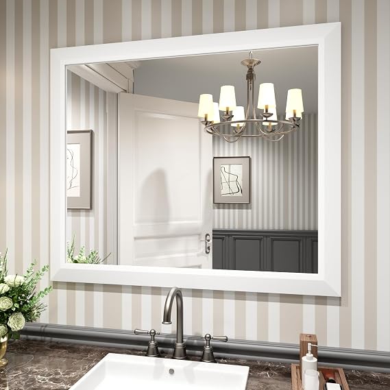 Walnut Wood-Grain Bathroom Mirror