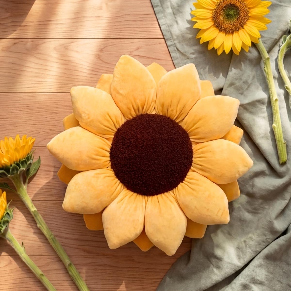3D Sunflower Shaped Throw Pillow