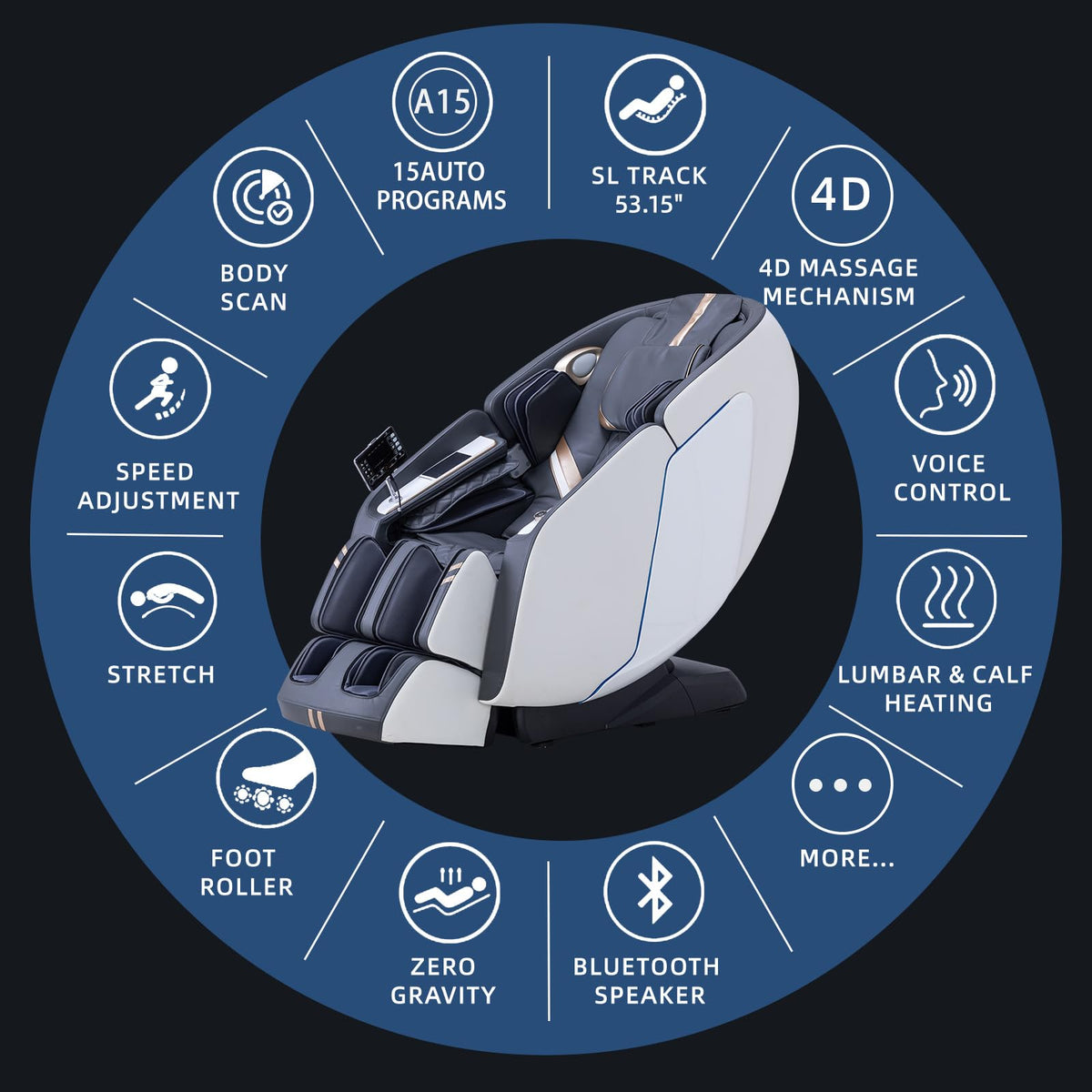 White 4D Zero Gravity Massage Chair
