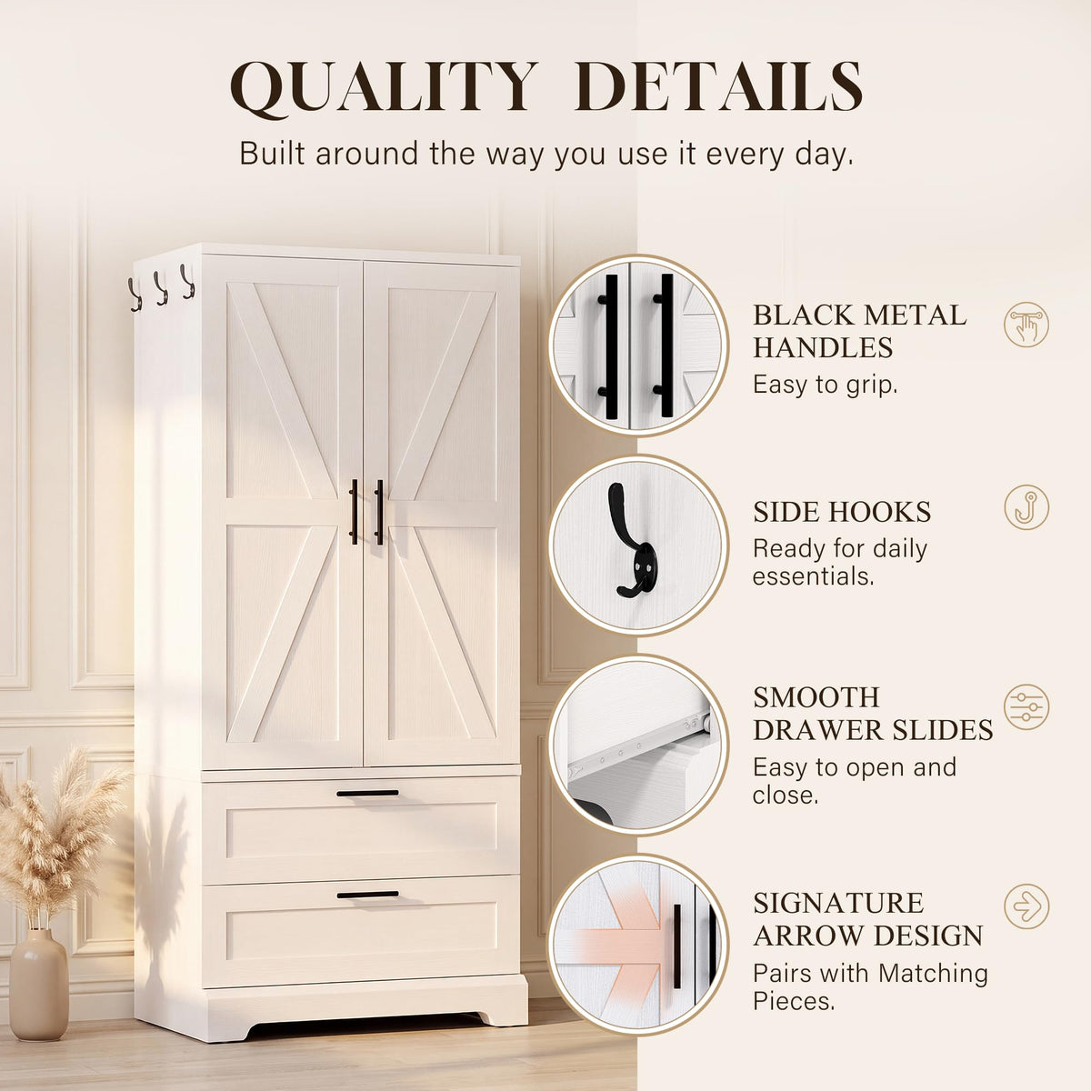 White Wardrobe with Sensor Light