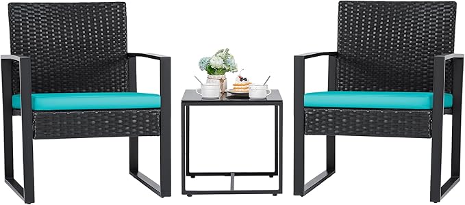 3-Piece Outdoor Wicker Patio Furniture Set with Coffee Table