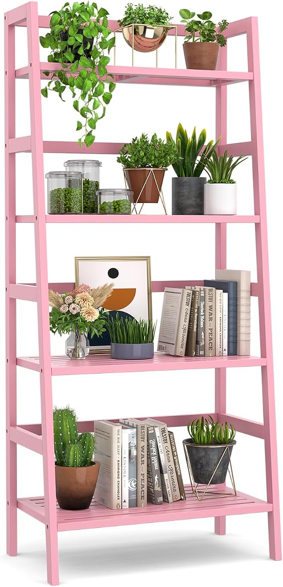 4-Tier Bamboo Ladder Bookshelf