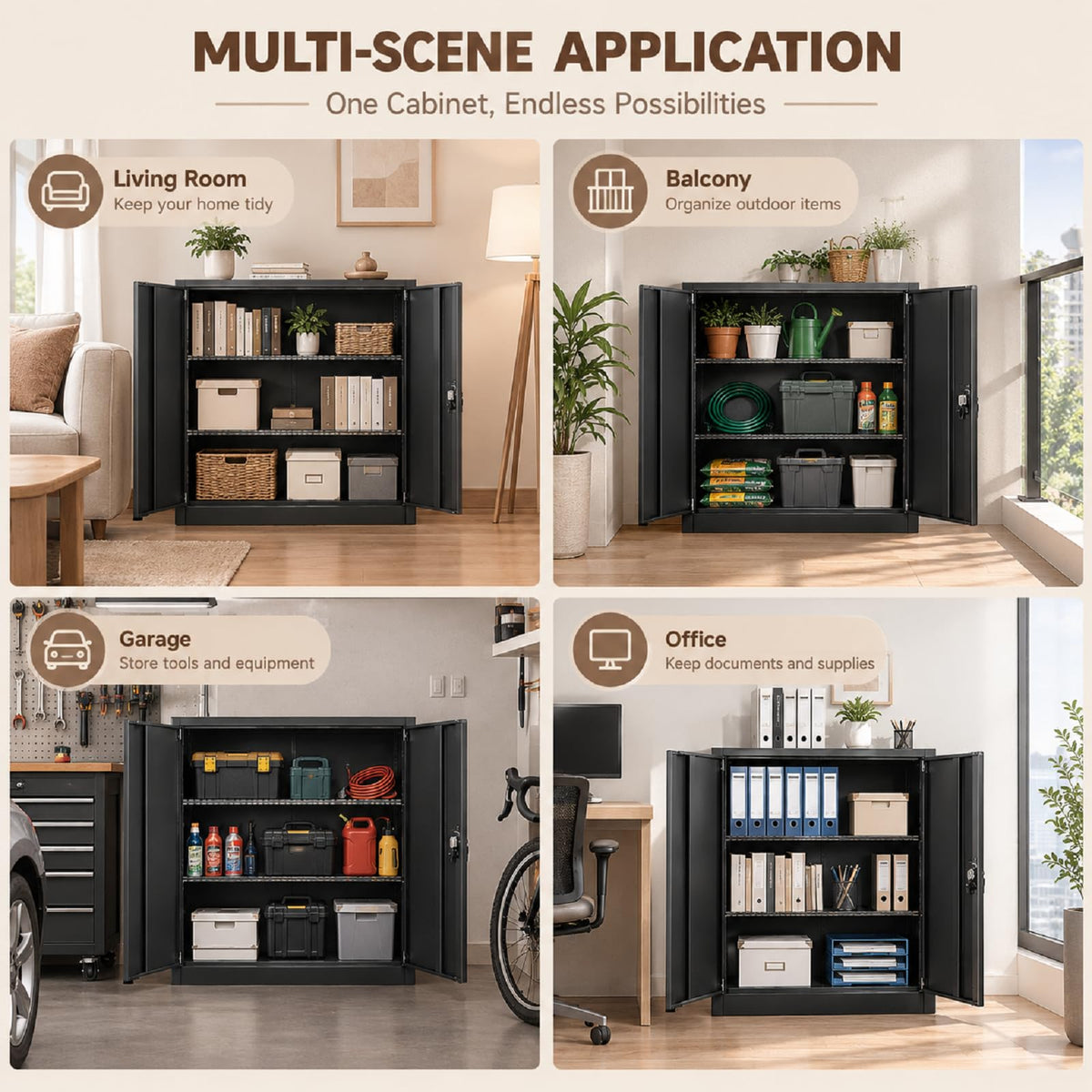 SFTORMAS Metal Storage Cabinet with Locking Doors,Small Office Cabinet