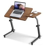 Forjarn TV Tray Table, Mobile TV Dinner Trays for Eating on Couch, Folding Side Desk with Wheels, Tilt & Height Adjustable Snack Table Laptop Desk for Sofa Living Room Bedroom & Office (Brown)