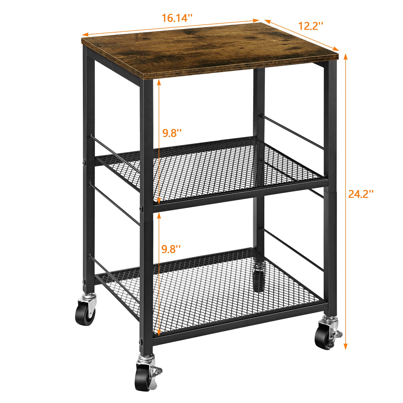 OYEAL Small Nightstand Industrial Square End Table with Storage Shelf Farmhouse Sofa Side Table for Small Spaces, Narrow Bedside Table for Living Room Bedroom, Stable Metal Frame, Rustic Brown