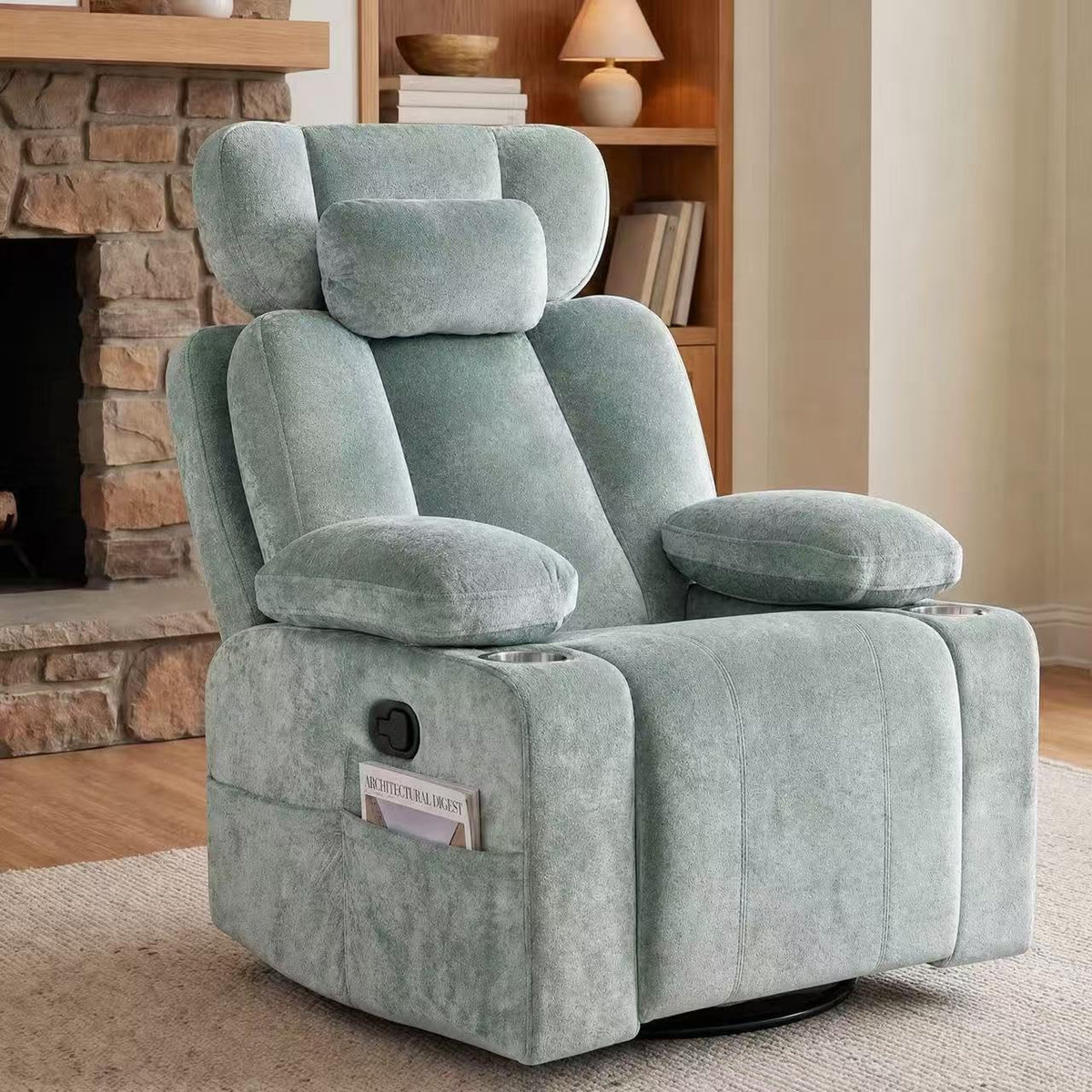 Chenille Swivel Rocker Recliner