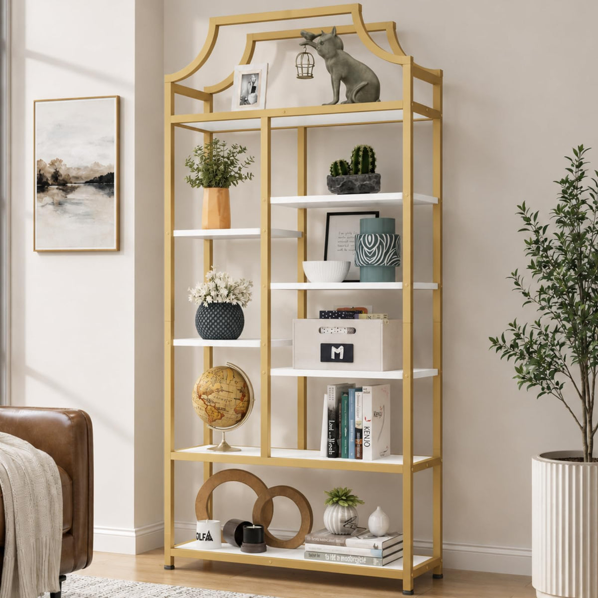 8-Tier Gold Etagere Bookcase