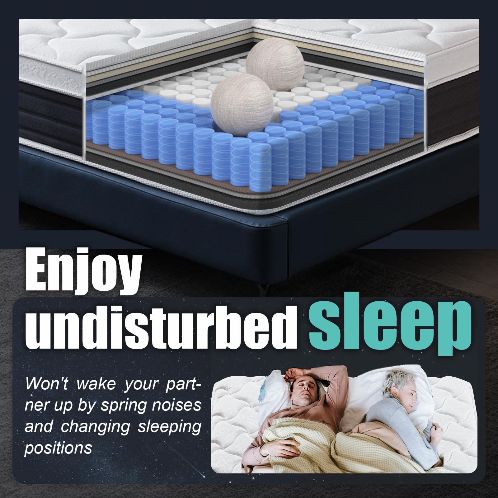 Soxgim Queen Mattress 12 inch Queen Size Mattress 80"*60"*12" Healthy Material Soft Comfortable Breathable Four-Sided Reinforcement Quiet Easy to Clean Vacuum Packed Queen Black
