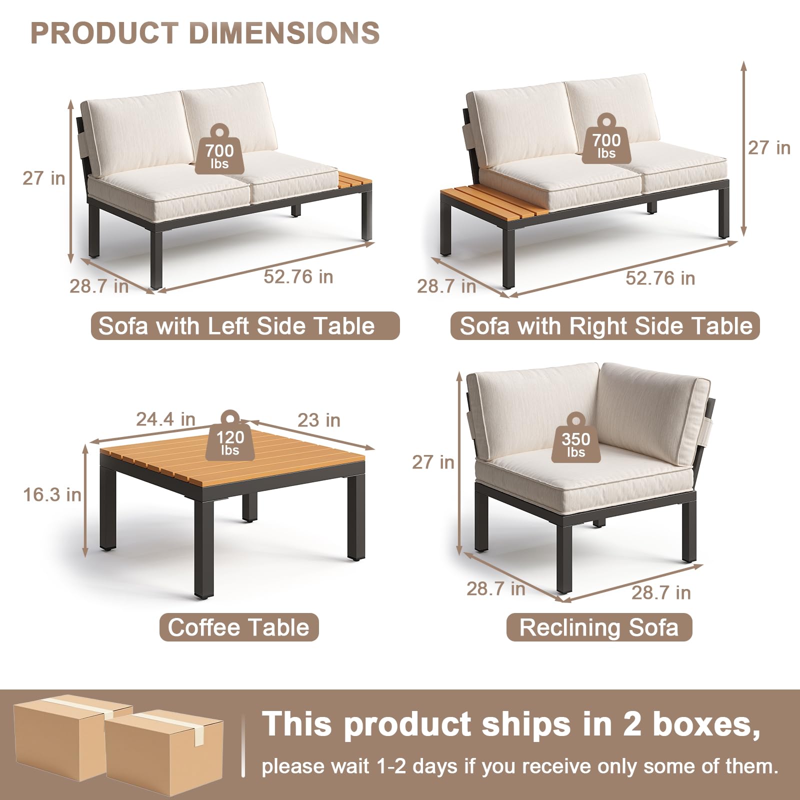 4-Piece L-Shaped Patio Sectional Sofa Set