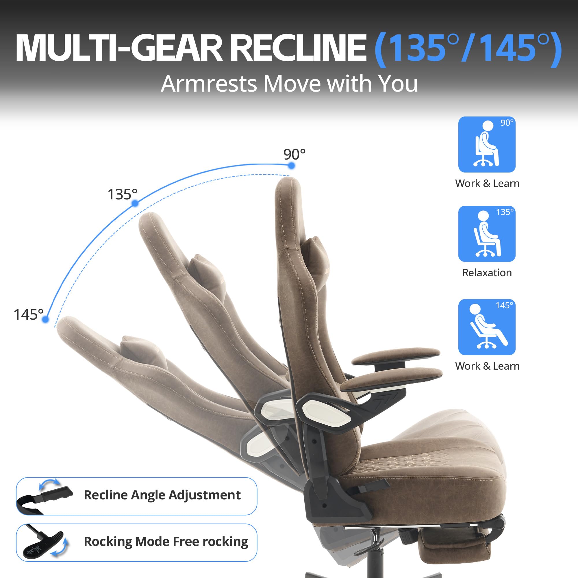 Ergonomic Gaming Chair with Footrest & Lumbar Support
