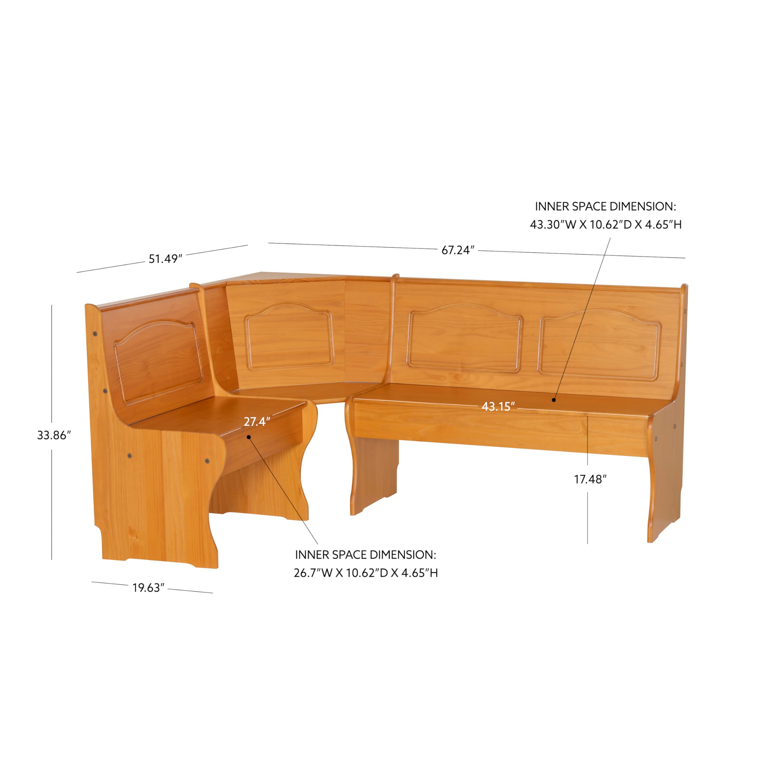 Linon Chelsea Kitchen-Nook Corner Unit, Natural