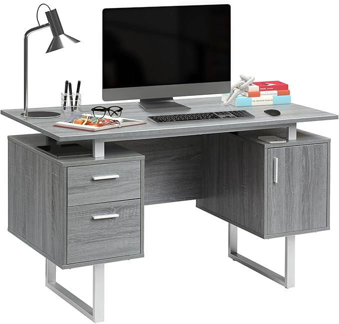 Modern Computer Desk with Drawers & Storage Cabinet