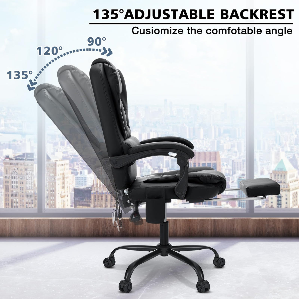 Massage Office Chair with Footrest
