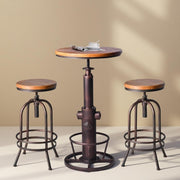 3-Piece Industrial Pub Table Set with Adjustable Stools