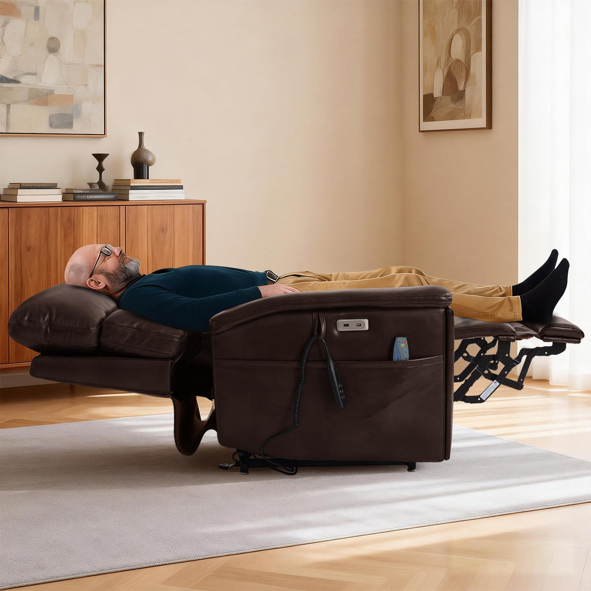 Triple Motor Power Lift Recliner Chair for Elderly, Lay Flat Lift Chair