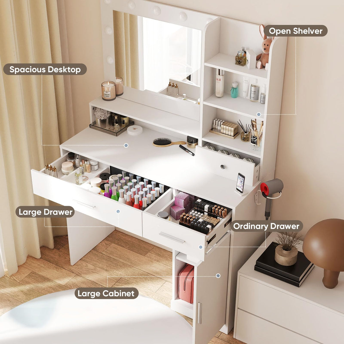 White LED Makeup Vanity Desk