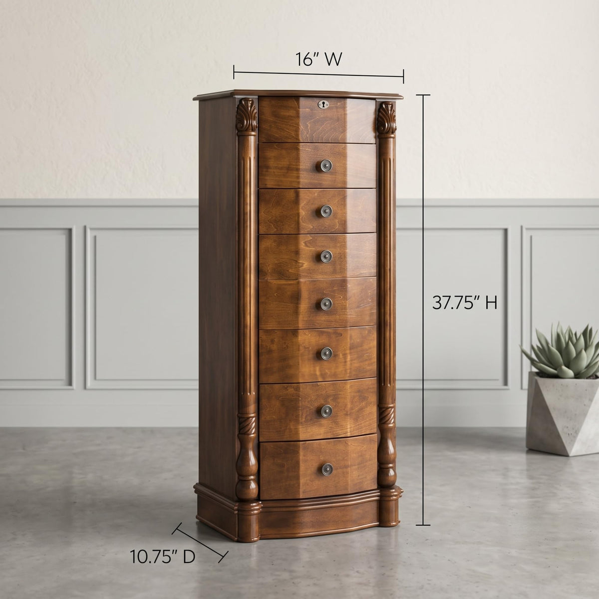 7-Drawer Locking Jewelry Armoire