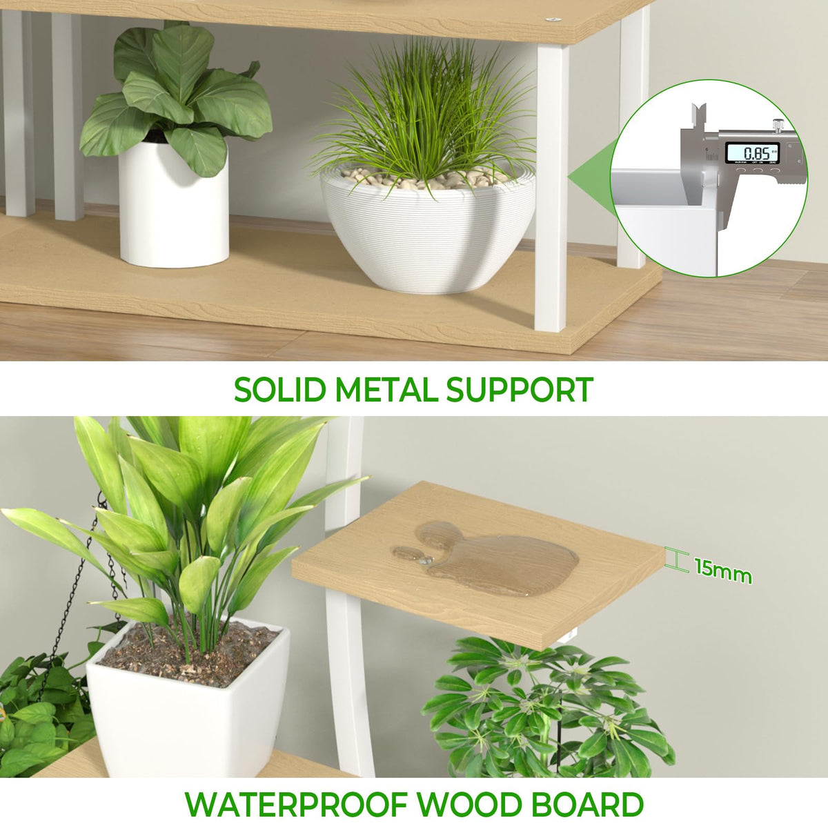Plant Stand Indoor with 8 Grow Light,65" Tall 10 Tier White Half Moon Shelf