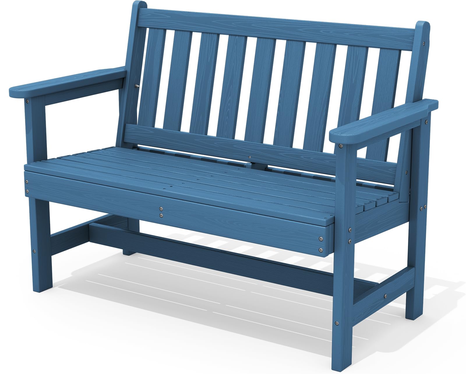 SERWALL Outdoor Bench, HDPE Outdoor Benches Weatherproof, 2-Person Garden Bench with 660 lbs Weight Capacity, Patio Benches for Outdoors, Garden, Porch, Backyard and Park, Navy Blue