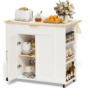 Rolling Kitchen Island with Drop-Leaf & Storage