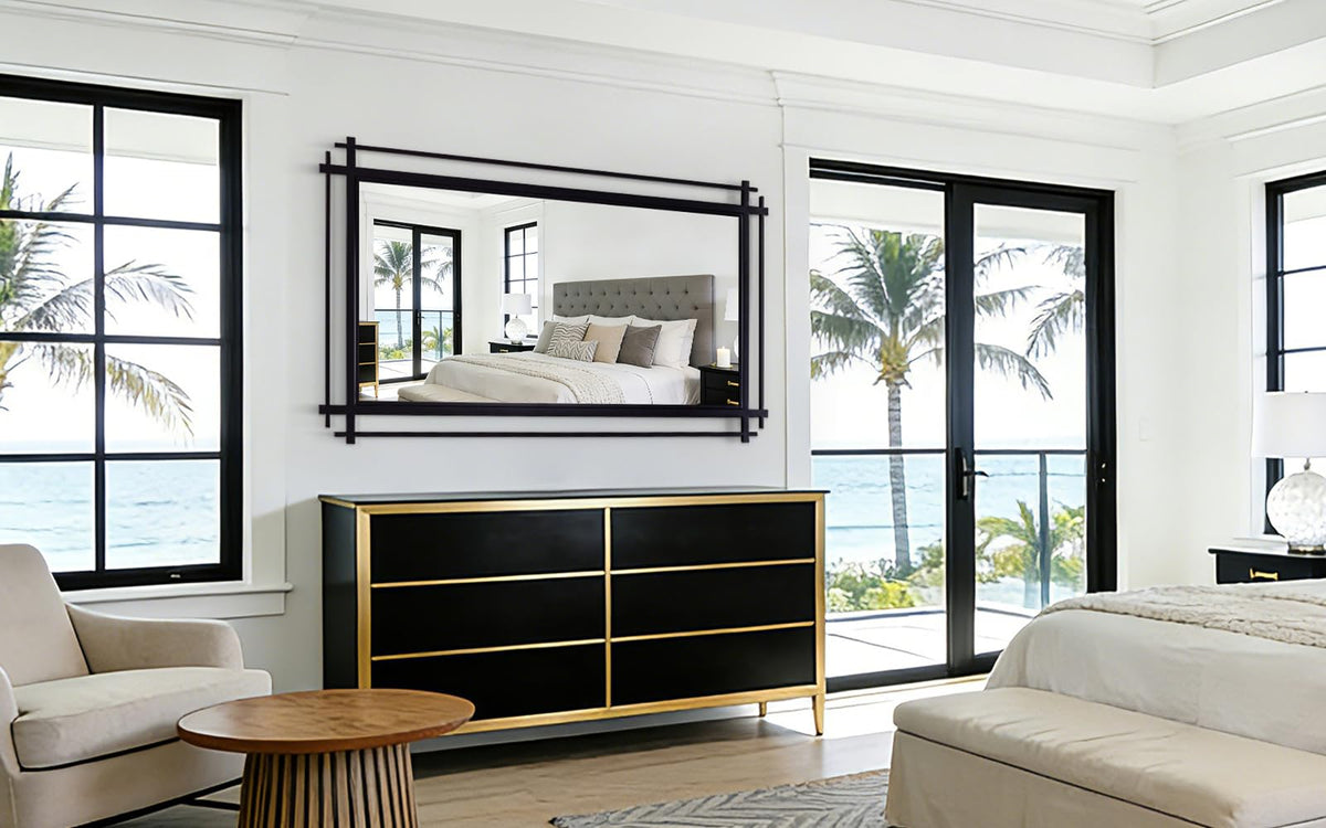 Autdot Black Full Length Mirror, 64''X34.2'' Modern Decorative Mirrors for Wall with Line Metal Frame, Large Wall Mirror for Living Room, Dining Room, Entryway