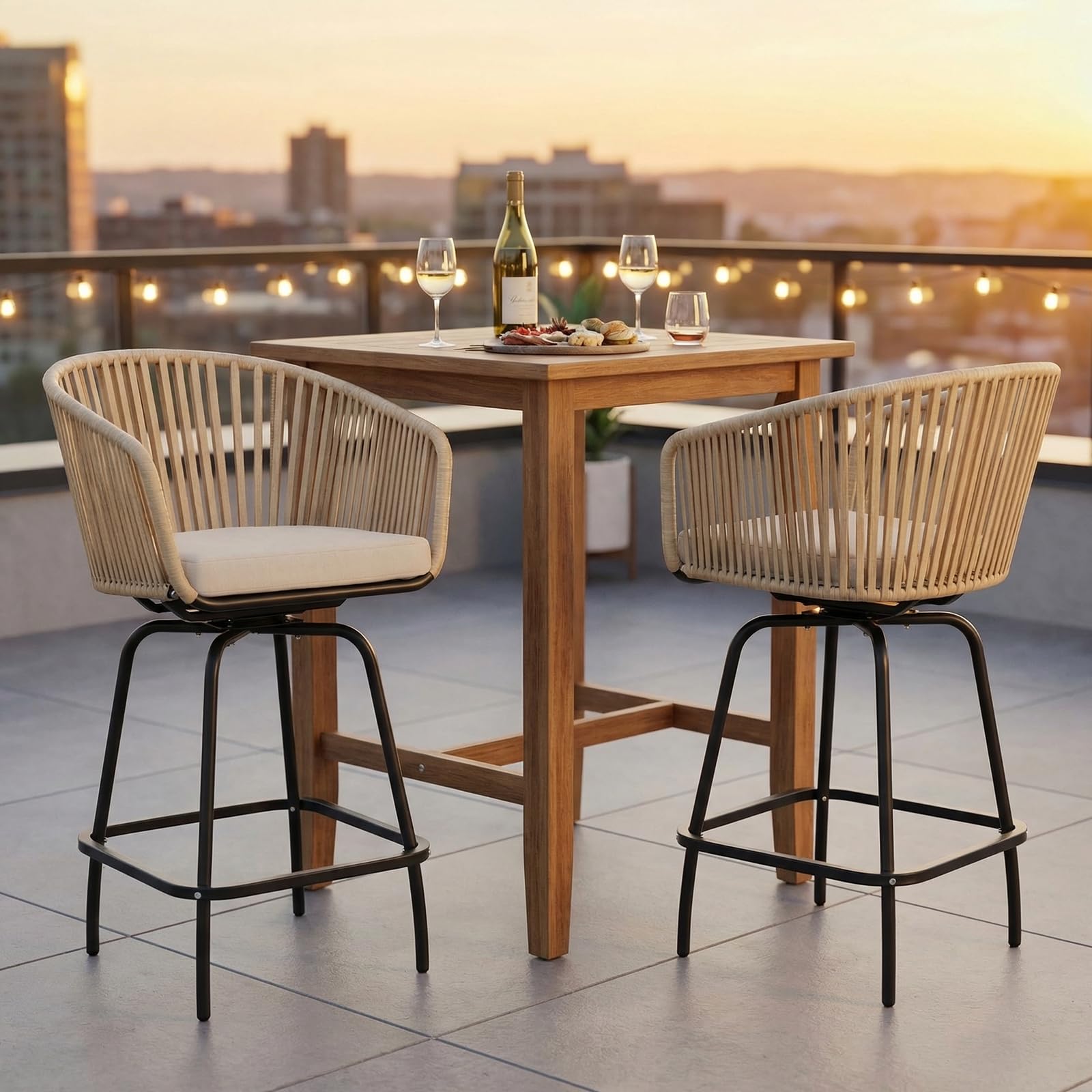 Outdoor Swivel Bar Stools Set of 2