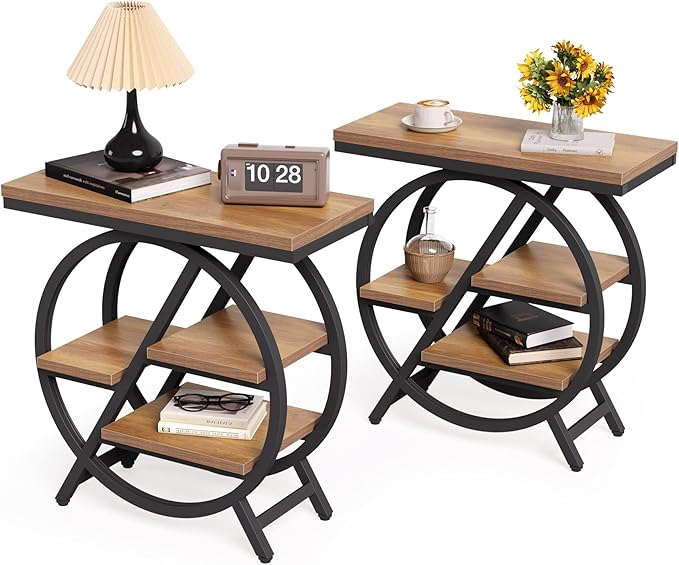 4-Tier Narrow Side Table with Faux Marble Top