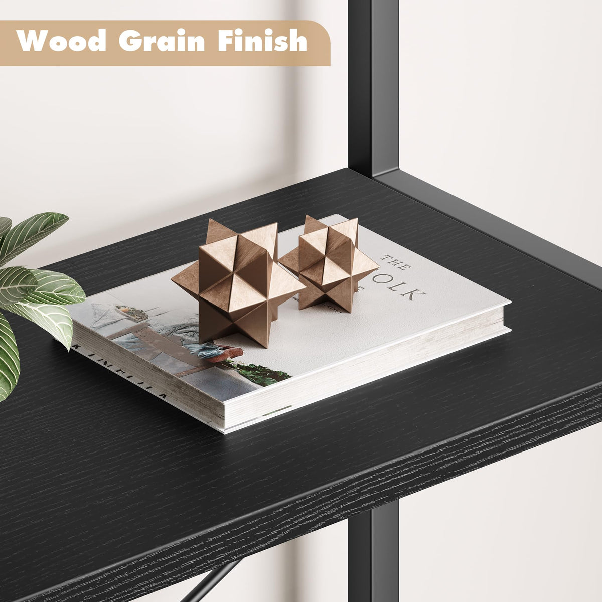 5-Tier Arched Bookcase with Metal Frame