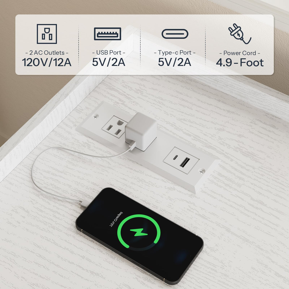 Rolling File Cabinet with Charging Station