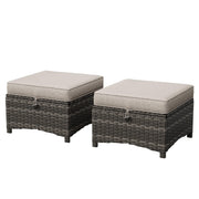 Outdoor Wicker Ottoman Set of 2 with Cushion