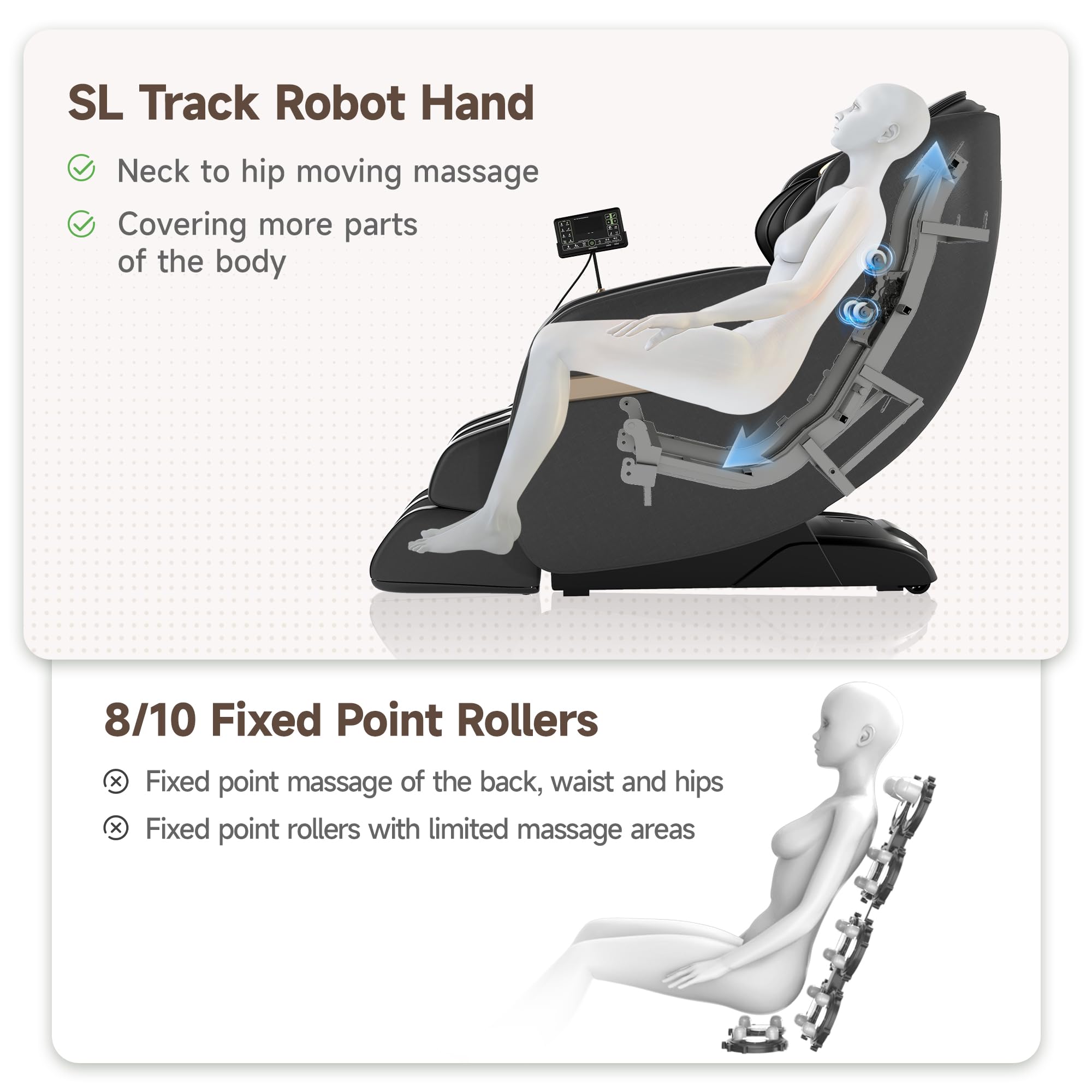 Real Relax 2026 Upgraded 2D SL-Track Massage Chair,Recliner Full Body Zero Gravity with 8 Auto Modes and Upgraded LCD Screen,Added Voice Broadcast,Headrest Cushion,Child Lock and Pause Button,Black