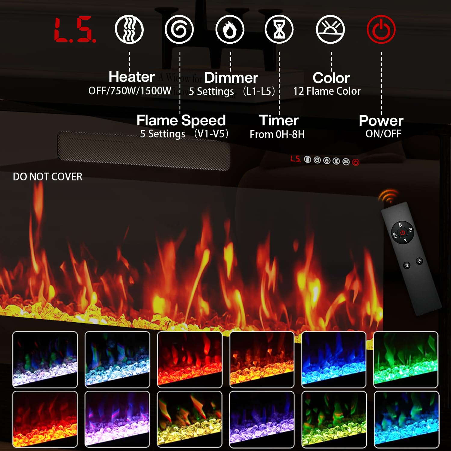 80" Electric Fireplace TV Stand