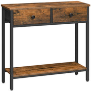 Narrow Console Table with 2 Fabric Drawers