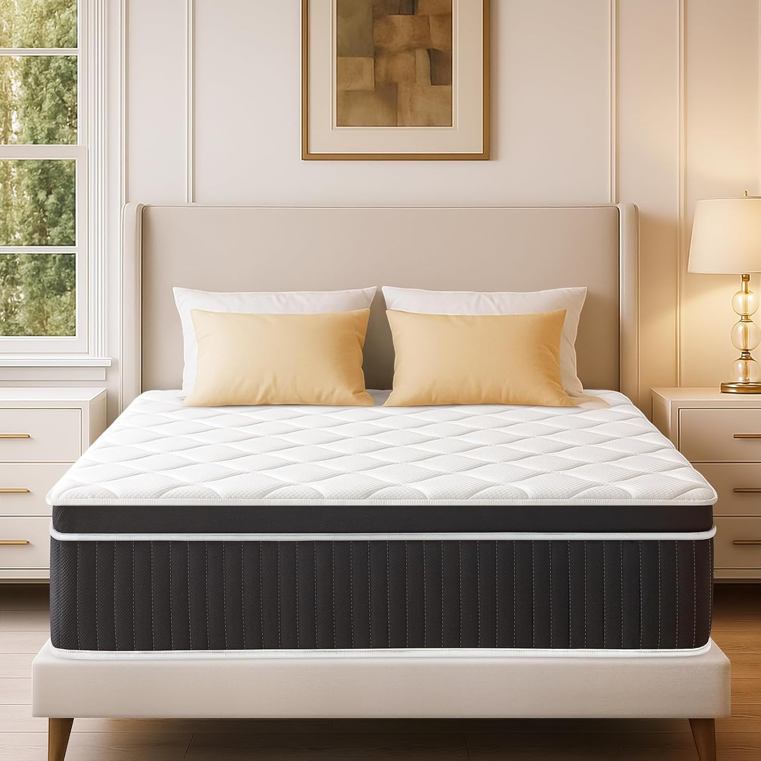 QUENSIYE Full Mattress, 14 Inch Ultra Comfort Hybrid Mattresses Queen Size, Foam with Independent Pocket Springs Mattress in a Box Pressure Relief & Supportive, Medium Firm