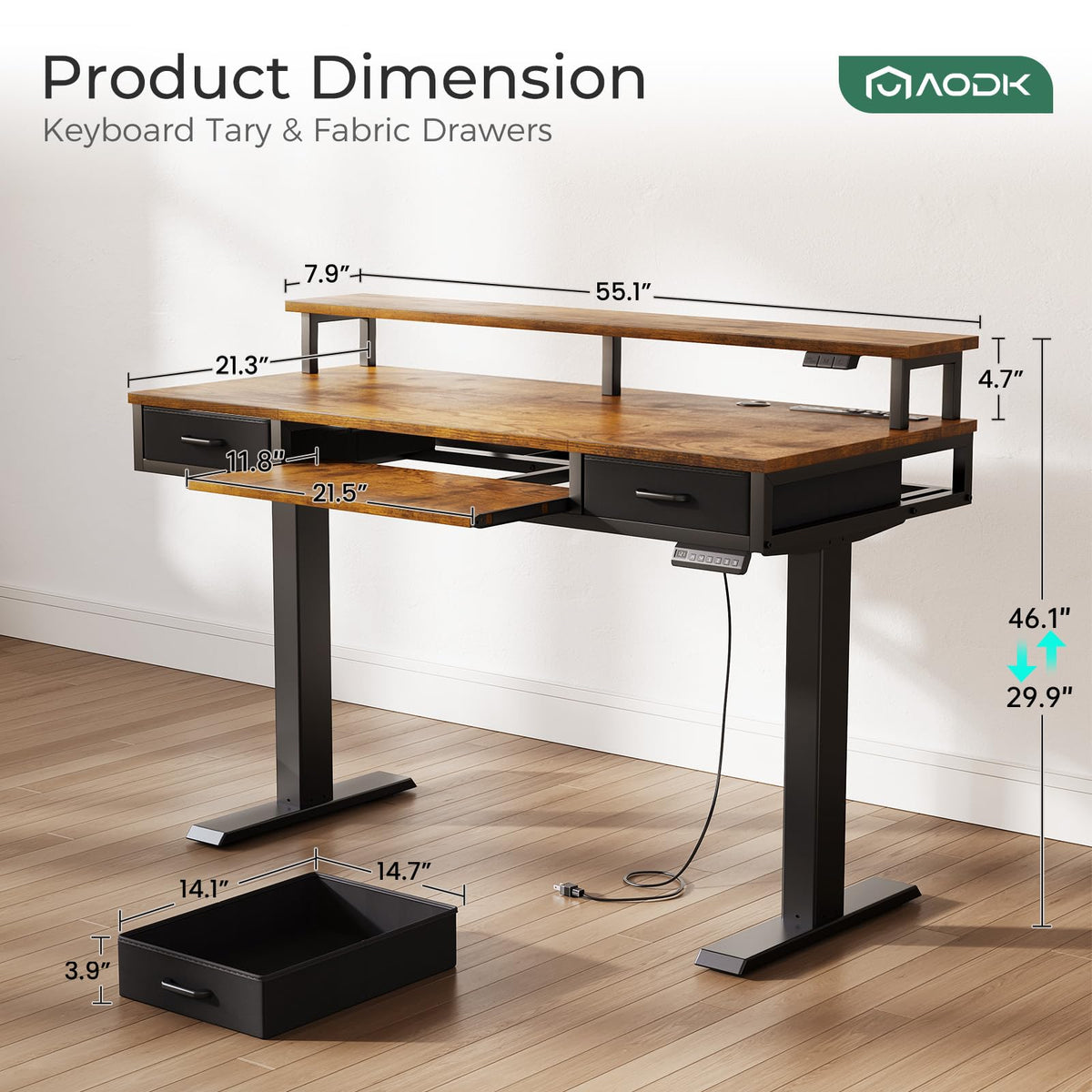 Electric Standing Desk with Drawers